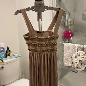 Beige Sharagano embellished spandex maxi (short) dress